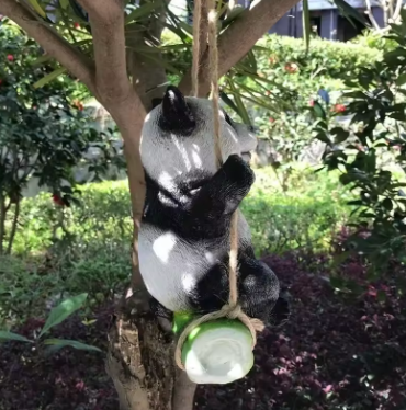 Cute Black and White Panda Swing on Bamboo