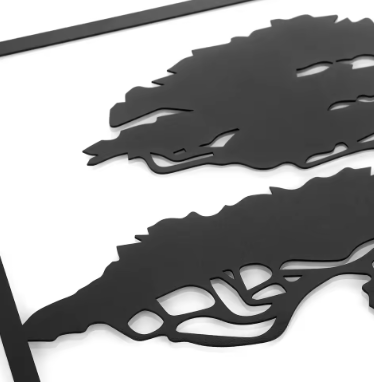 3pcs Black Tree Metal Wall Art Decor