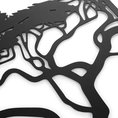 3pcs Black Tree Metal Wall Art Decor